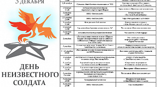 Приглашаем на памятные мероприятия посвященные Дню Неизвестного Солдата.
